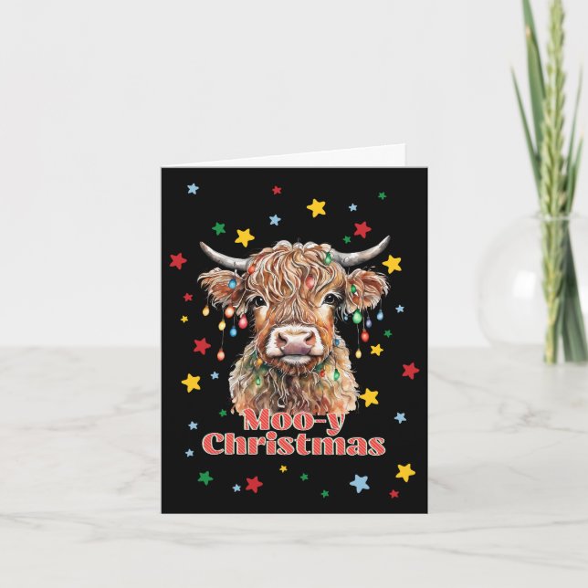 Moo-y Christmas Cow Pun Holiday Card (Front)