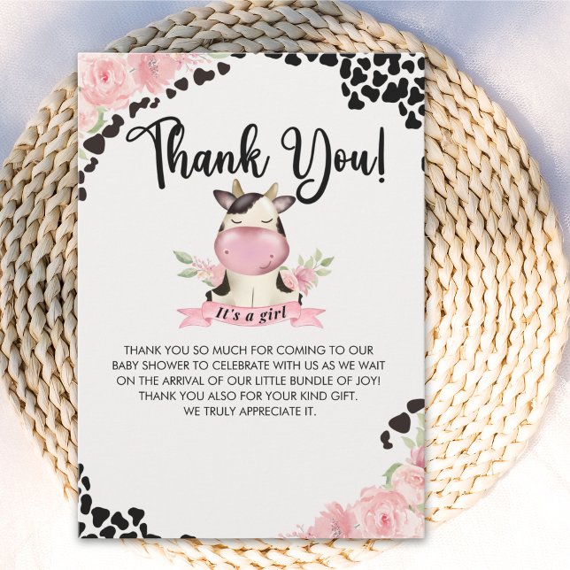 Moochas Gracias por venir Vaca Acuarela Thank You Card (Creator Uploaded)
