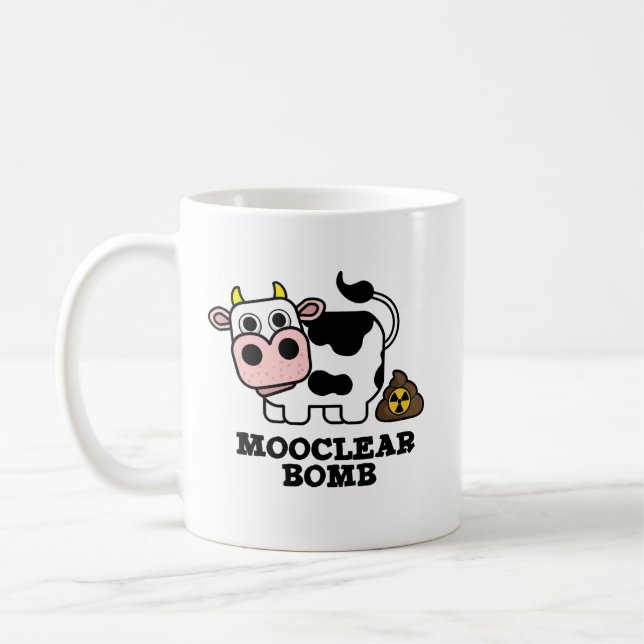 Mooclear Bomb Funny Cow Pun Coffee Mug (Left)