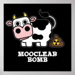 Mooclear Bomb Funny Cow Pun Dark BG Poster