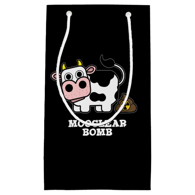 Mooclear Bomb Funny Cow Pun Dark BG Small Gift Bag (Front)