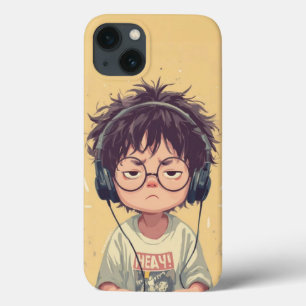Mood: Bored Boy with Headphones Case