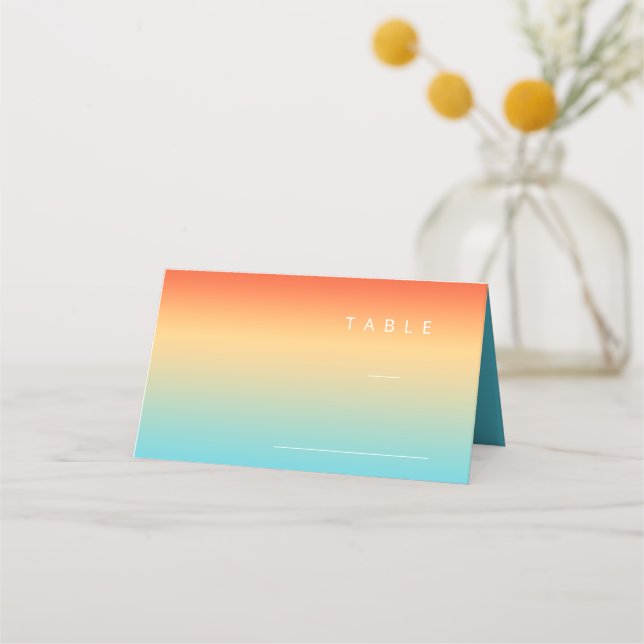 Mood Gradient Wedding Table Tropical Sky ID741 Place Card (Front)