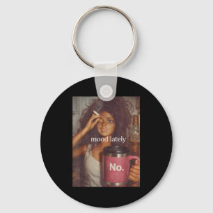 Mood lately funny distressed doll face meme key ring