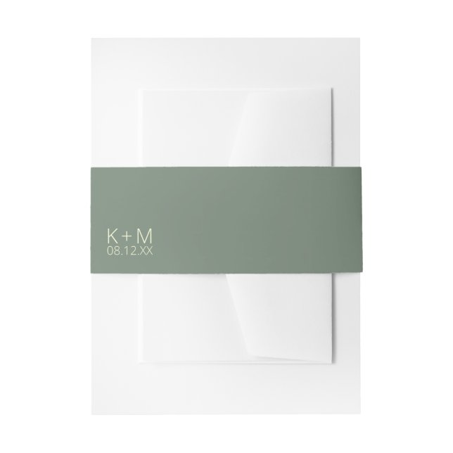 Mood Minimalist Wedding Green ID741 Invitation Belly Band (Front Example)