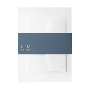 Mood Minimalist Wedding Prussian Sky ID741 Invitation Belly Band