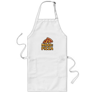 Mood: Pizza - Fun Cartoon Slice with Happy Topping Long Apron