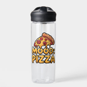 Mood: Pizza - Fun Cartoon Slice with Happy Topping Water Bottle