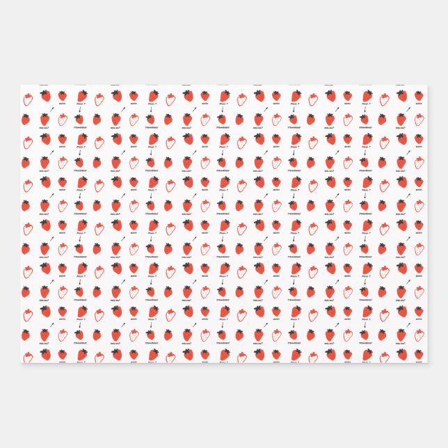 Mood Strawberry Seamless Pattern Wrapping Paper (Front)