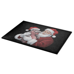 Moodeng Christmas Funny Vintage Santa Claus Cutting Board