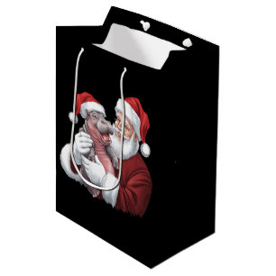 Moodeng Christmas Funny Vintage Santa Claus Medium Gift Bag