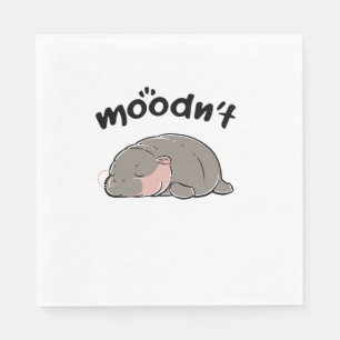 Moodn't Sleep Funny Moo Deng Baby Pygmy Hippo Long Napkin