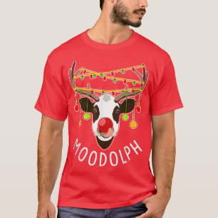 Moodolph Cow Reindeer Funny Christmas 2022 Pun San T-Shirt