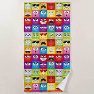 Moods and Emoticons Beach Towel