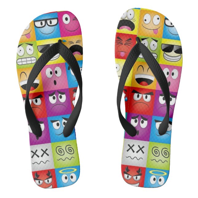Moods and Emoticons Flip Flops (Footbed)