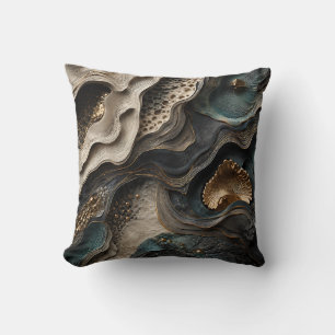 Moody Abstract Earth Tone Organic Layered Stone Cushion