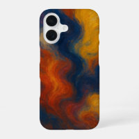 Moody Abstract Midnight and Amber Oil Paint Swirl