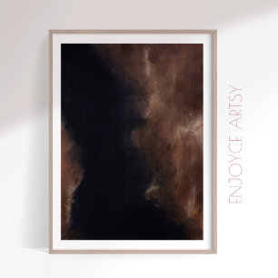 Moody abstract painting black and brown wall art 