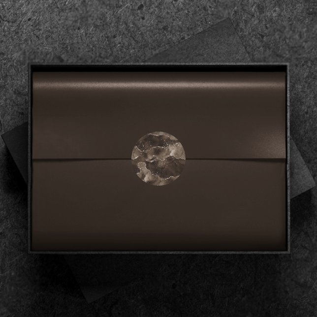 Moody Agate | Coffee Brown Golden Bronze Taupe Classic Round Sticker (Creator Uploaded)