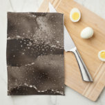 Moody Agate | Coffee Brown Golden Bronze Taupe Tea Towel<br><div class="desc">Sophisticated watercolor marbled agate stone in a luxurious gold brown with faux metallic foil and glitter veins in a rich, dramatic palette. This gorgeous feminine hand-painted textured gradient adds the perfect pop of color. From the "Moody Agate" collection, this design features abstract fluid swirls creating a cool pattern accented by...</div>