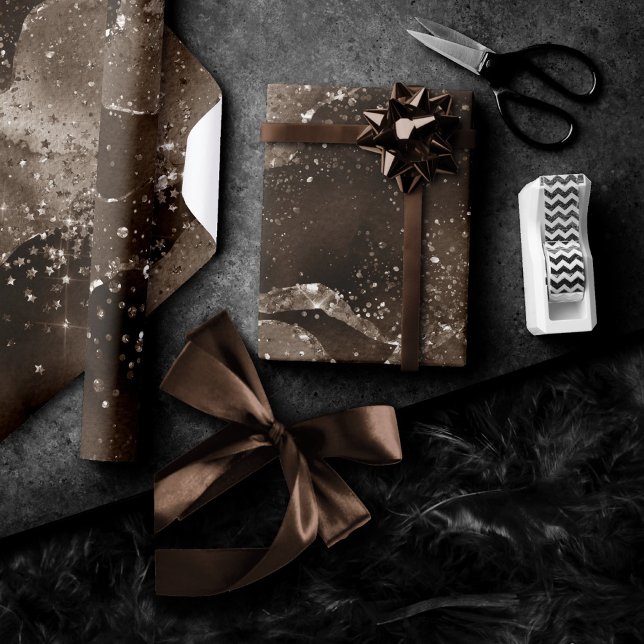 Moody Agate | Coffee Brown Golden Bronze Taupe Wrapping Paper (Creator Uploaded)