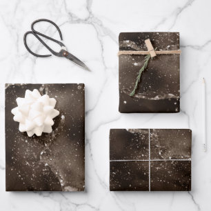Moody Agate   Coffee Brown Golden Bronze Taupe Wrapping Paper Sheet