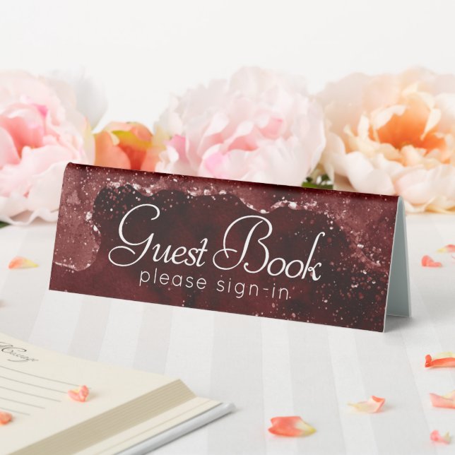 Moody Agate | Henna Blood Red Garnet Guest Book (In SItu (Wedding))