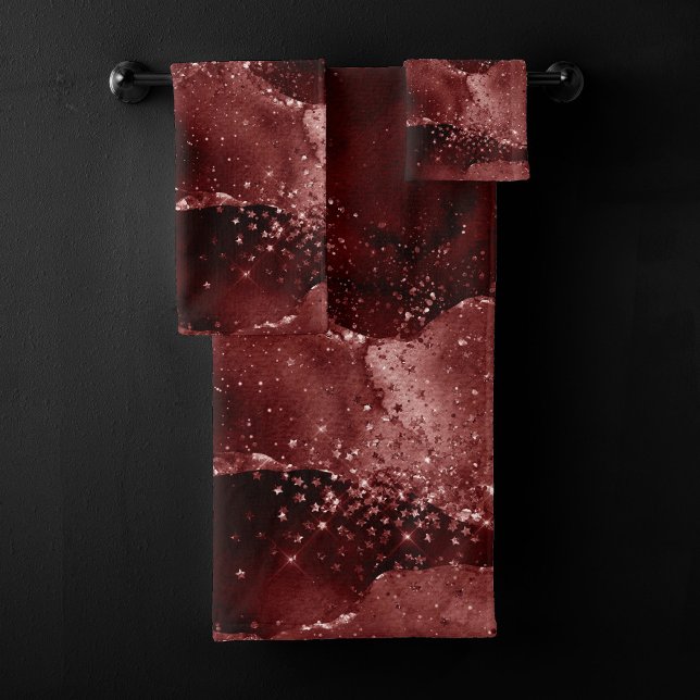 Moody Agate | Henna Blood Red Garnet Jewel Tone Bath Towel Set (Creator Uploaded)