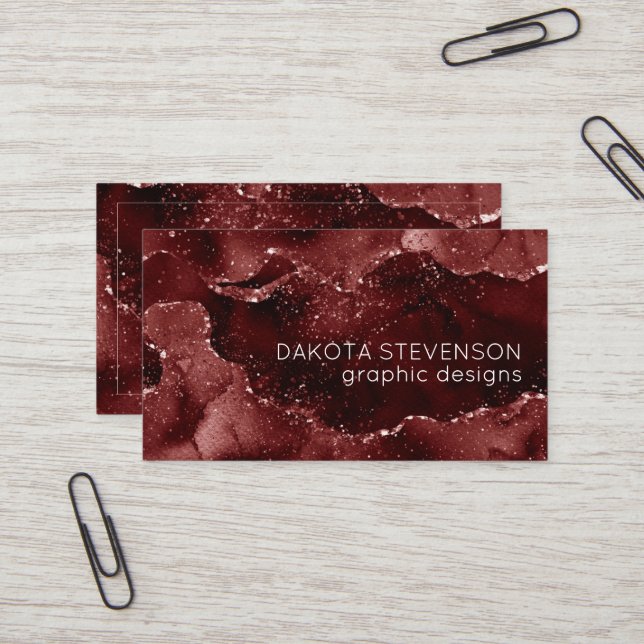 Moody Agate | Henna Blood Red Garnet Jewel Tone Business Card (Front/Back In Situ)