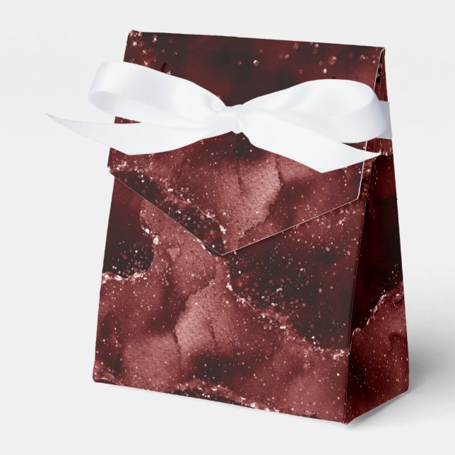 Moody Agate | Henna Blood Red Garnet Jewel Tone Favour Box (Front Side)