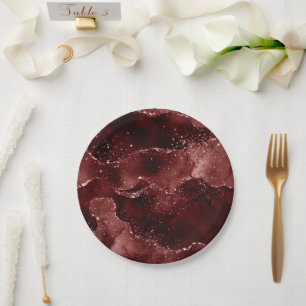 Moody Agate   Henna Blood Red Garnet Jewel Tone Paper Plate