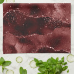 Moody Agate | Henna Blood Red Garnet Jewel Tone Tea Towel<br><div class="desc">90s grunge inspired dark, sophisticated watercolor marbled agate stone in a deep moody jewel tone with faux metallic foil and glitter veins in a rich, dramatic featuring abstract fluid swirls and glitter veins. From the "Till Death Do Us Part" collection, this gorgeous feminine hand-painted gradient adds the perfect pop of...</div>