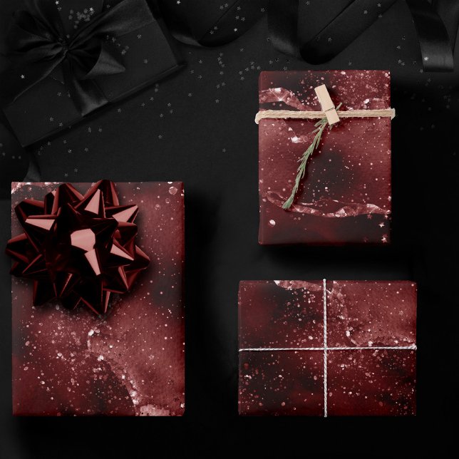 Moody Agate | Henna Blood Red Garnet Jewel Tone Wrapping Paper Sheet (Creator Uploaded)