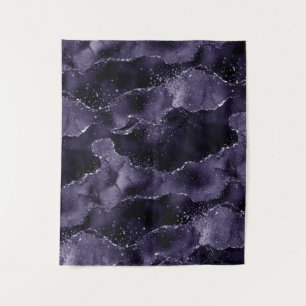 Moody Agate   Midnight Indigo Deep Purple Backdrop Tapestry
