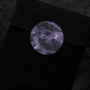 Moody Agate   Midnight Indigo Deep Purple Glam Classic Round Sticker