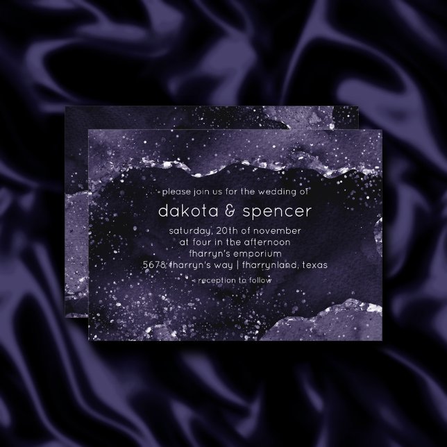 Moody Agate | Midnight Indigo Deep Purple Glam Invitation (Creator Uploaded)