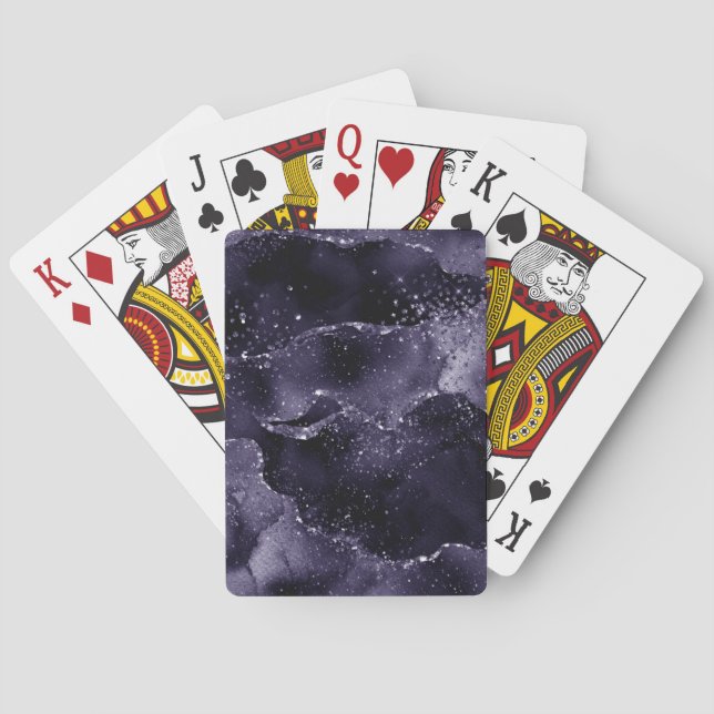 Moody Agate | Midnight Indigo Deep Purple Glam Playing Cards (Back)