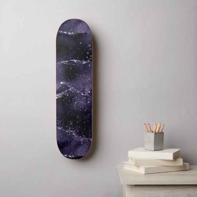 Moody Agate | Midnight Indigo Deep Purple Glam Skateboard (Wall Art)