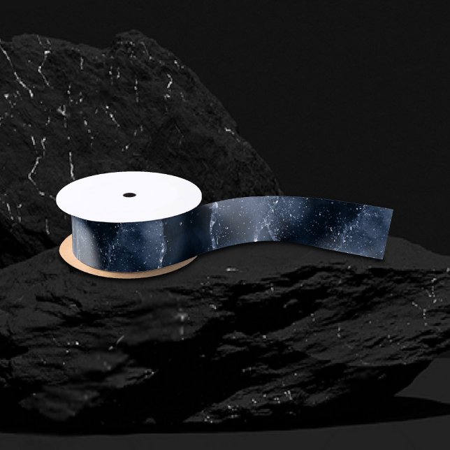 Moody Agate | Navy Denim Steel Blue Faux Glitter Satin Ribbon (Creator Uploaded)