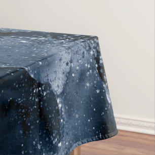 Moody Agate Navy Denim Steel Blue Faux Glitter Tablecloth