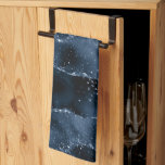 Moody Agate | Navy Denim Steel Blue Faux Glitter Tea Towel<br><div class="desc">90s grunge inspired dark, sophisticated watercolor marbled agate stone in a deep moody jewel tone with faux metallic foil and glitter veins in a rich, dramatic featuring abstract fluid swirls and glitter veins. From the "Till Death Do Us Part" collection, this gorgeous feminine hand-painted gradient adds the perfect pop of...</div>