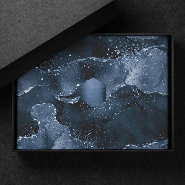 Moody Agate | Navy Denim Steel Blue Faux Glitter Tissue Paper (Creator Uploaded)