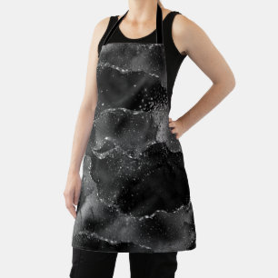 Moody Agate   Onyx Black Silver Vampy Goth Glitter Apron