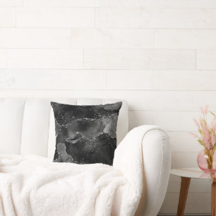 Moody Agate   Onyx Black Silver Vampy Goth Glitter Cushion