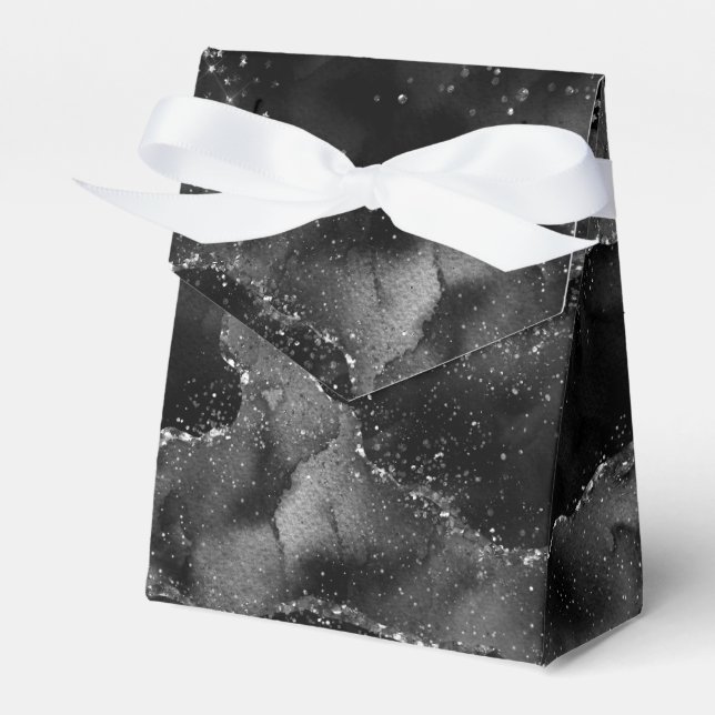 Moody Agate | Onyx Black Silver Vampy Goth Glitter Favour Box (Front Side)