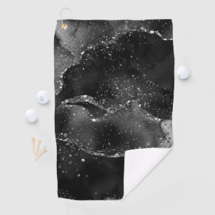 Moody Agate Onyx Black Silver Vampy Goth Glitter Golf Towel
