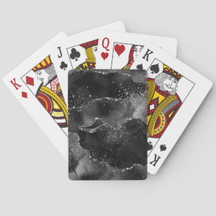 Moody Agate Onyx Black Silver Vampy Goth Glitter Playing Cards