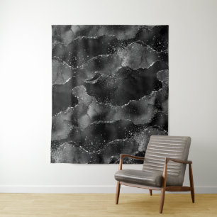 Moody Agate   Onyx Black Vampy Glam Photo Backdrop Tapestry