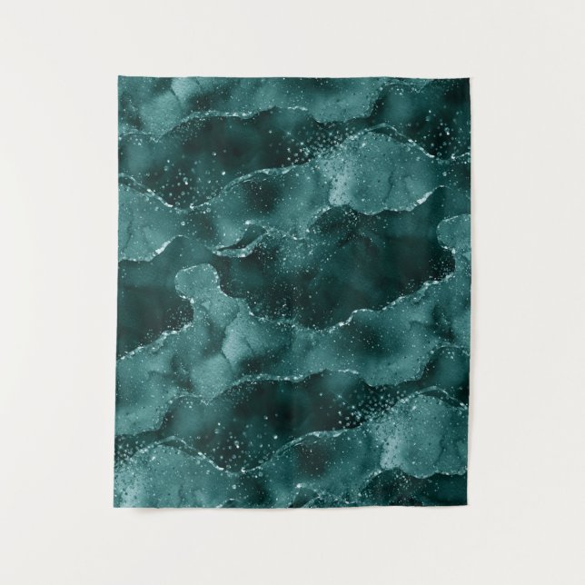 Moody Agate | Teal Green Malachite Photo Booth Tapestry (Front)