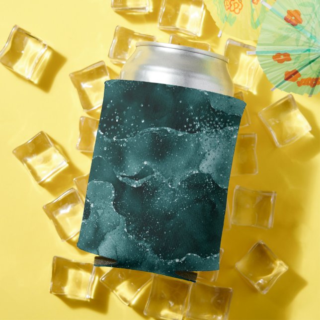 Moody Agate | Teal Green Malachite Rich Jewel Tone Can Cooler (In Situ Summer)